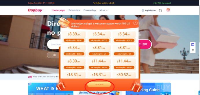 Read the coupon conditions — official tutorial screen